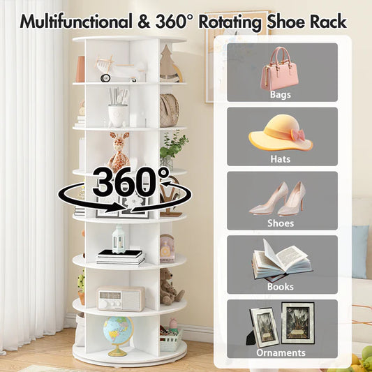 Meuble de rangement sac et chaussure rotatif 360°
